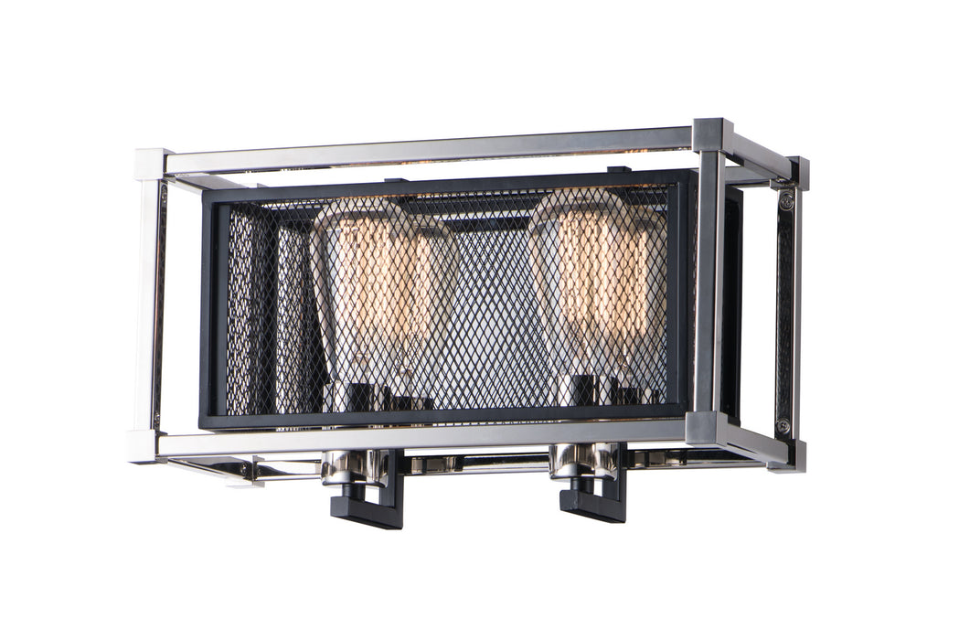 Maxim 12152BKPN Two Light Wall Sconce, Black / Polished Nickel