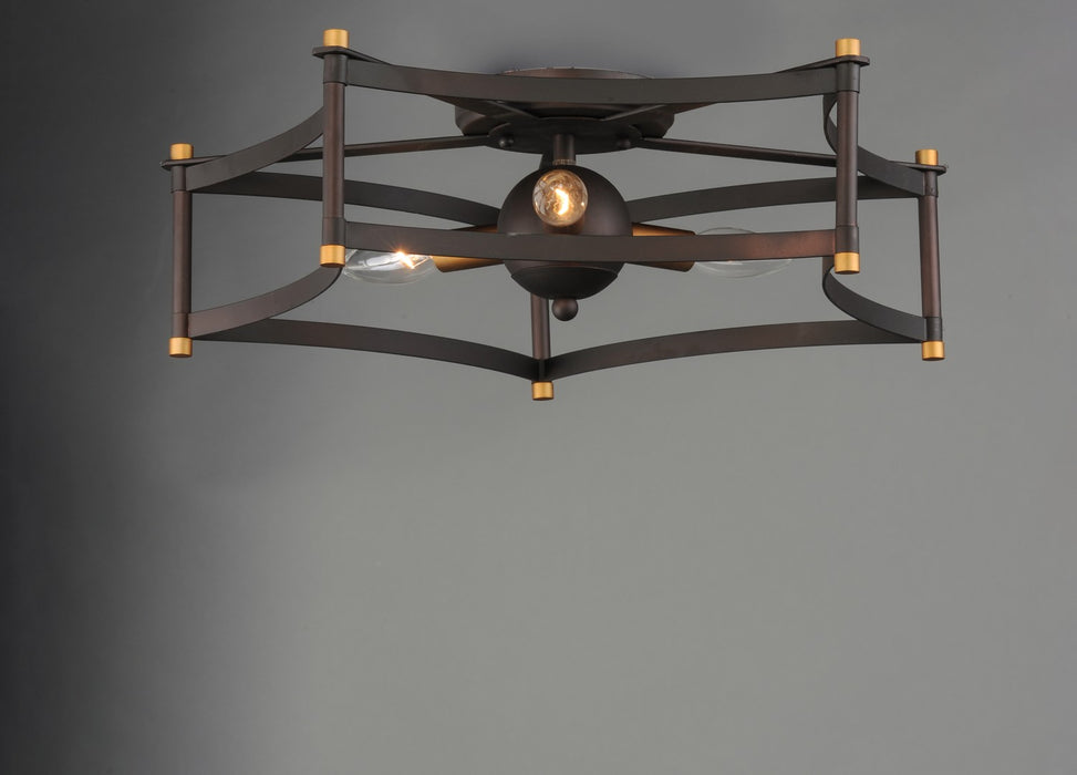 Maxim 13590OIAB Three Light Flush Mount, Oil Rubbed Bronze / Antique Brass
