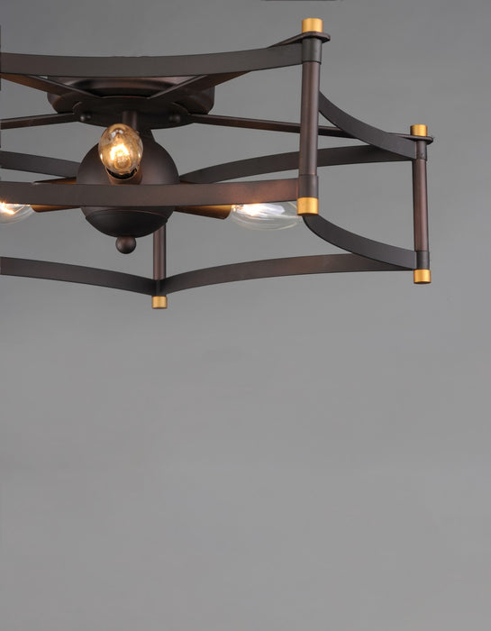 Maxim 13590OIAB Three Light Flush Mount, Oil Rubbed Bronze / Antique Brass