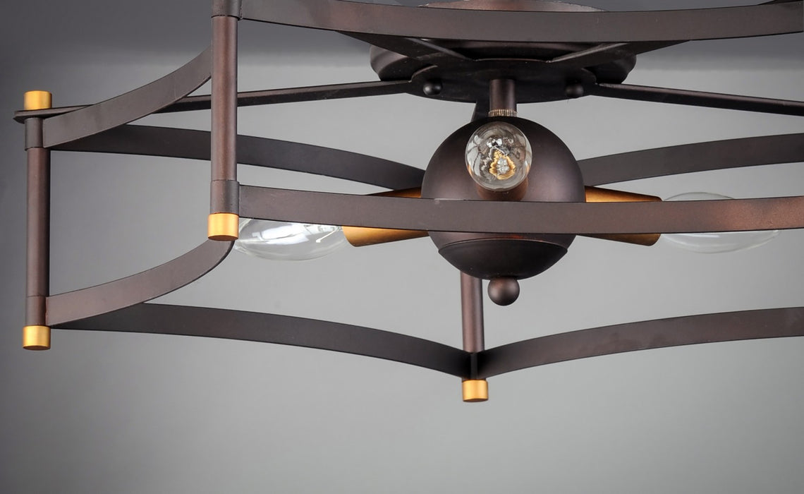 Maxim 13590OIAB Three Light Flush Mount, Oil Rubbed Bronze / Antique Brass