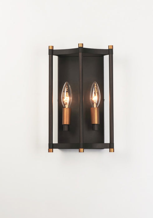 Maxim 13599OIAB Two Light Wall Sconce, Oil Rubbed Bronze / Antique Brass