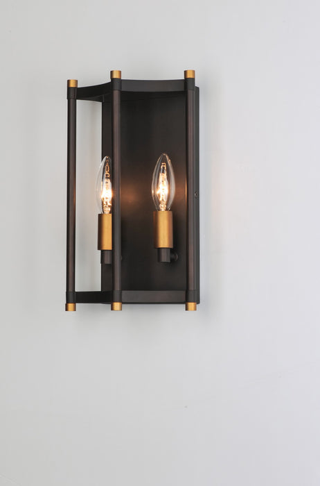 Maxim 13599OIAB Two Light Wall Sconce, Oil Rubbed Bronze / Antique Brass