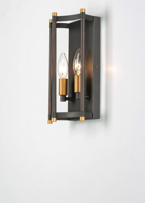 Maxim 13599OIAB Two Light Wall Sconce, Oil Rubbed Bronze / Antique Brass
