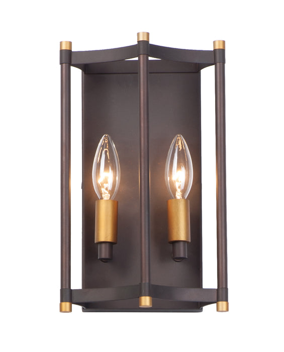 Maxim 13599OIAB Two Light Wall Sconce, Oil Rubbed Bronze / Antique Brass