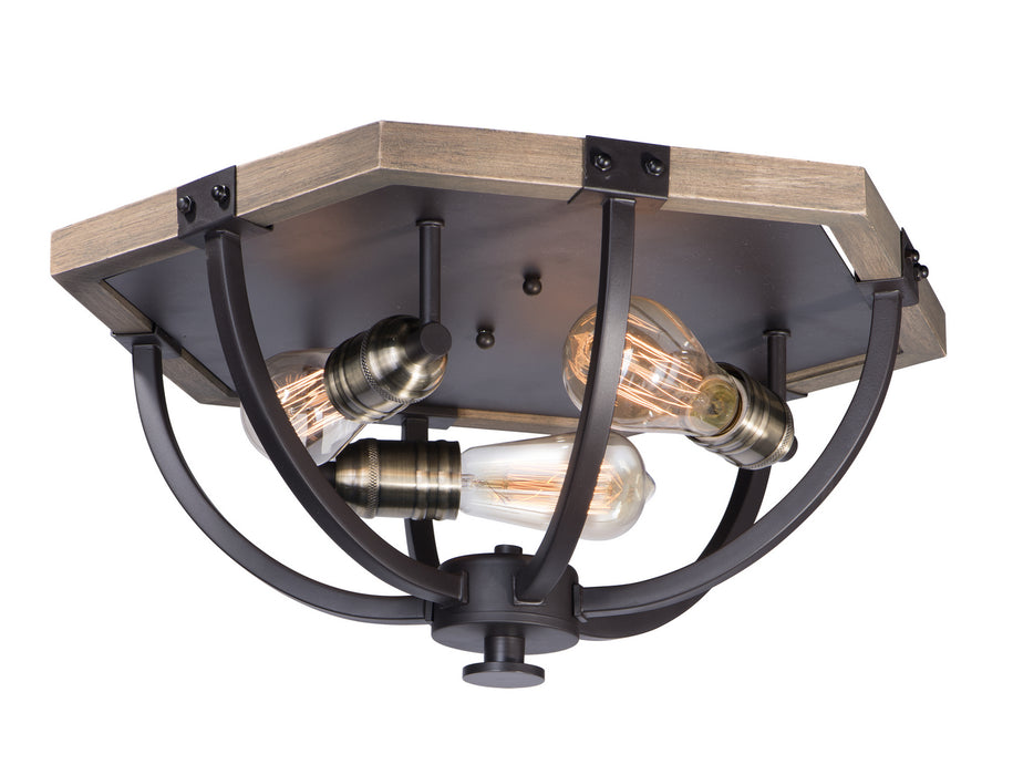 Maxim 20330WOBZ Three Light Flush Mount, Weathered Oak / Bronze