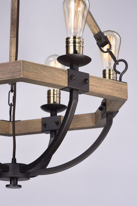 Maxim 20335WOBZ Six Light Chandelier, Weathered Oak / Bronze