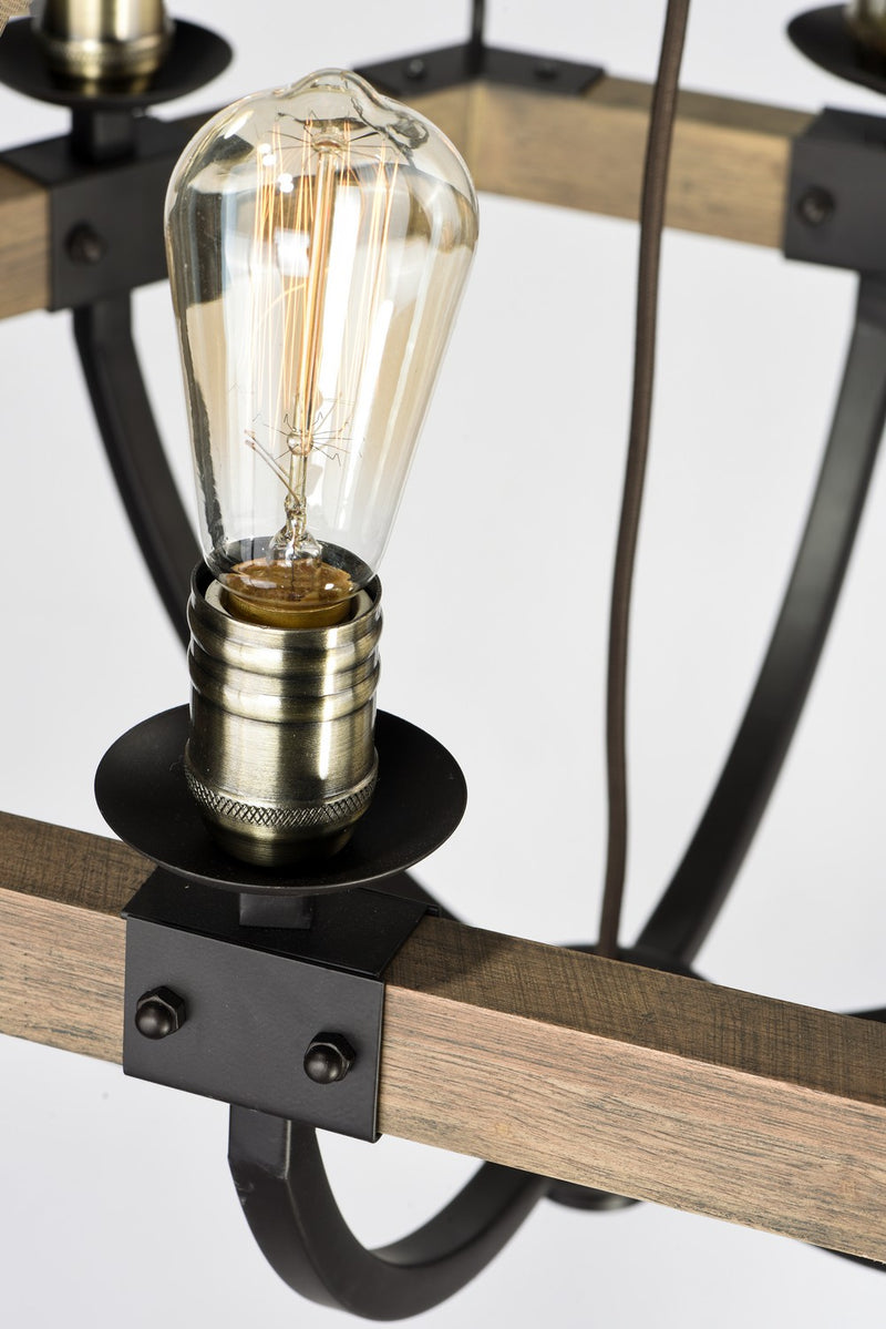 Maxim 20335WOBZ Six Light Chandelier, Weathered Oak / Bronze