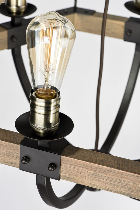 Maxim 20335WOBZ Six Light Chandelier, Weathered Oak / Bronze