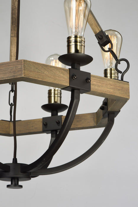 Maxim 20337WOBZ Six Light Chandelier, Weathered Oak / Bronze