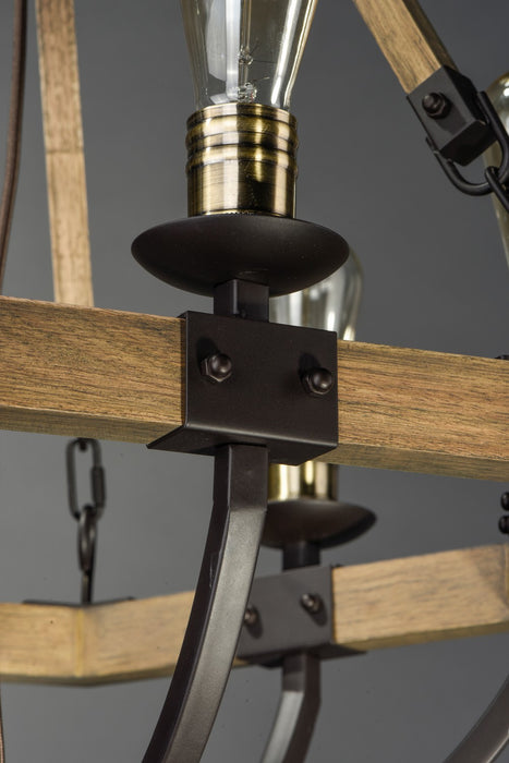 Maxim 20337WOBZ Six Light Chandelier, Weathered Oak / Bronze