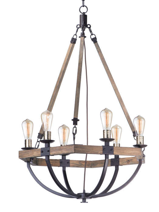 Maxim 20337WOBZ Six Light Chandelier, Weathered Oak / Bronze