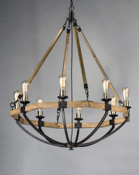 Maxim 20338WOBZ Eight Light Chandelier, Weathered Oak / Bronze