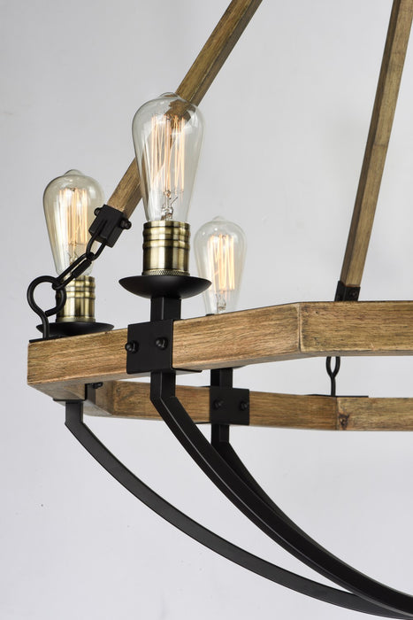 Maxim 20338WOBZ Eight Light Chandelier, Weathered Oak / Bronze
