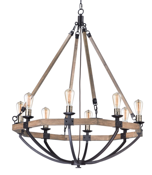 Maxim 20338WOBZ Eight Light Chandelier, Weathered Oak / Bronze