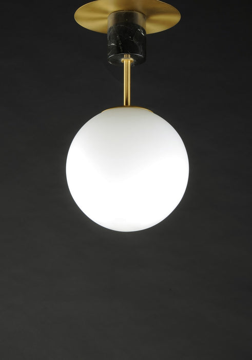 Maxim 26031SWSBRBK One Light Semi-Flush Mount, Satin Brass / Black