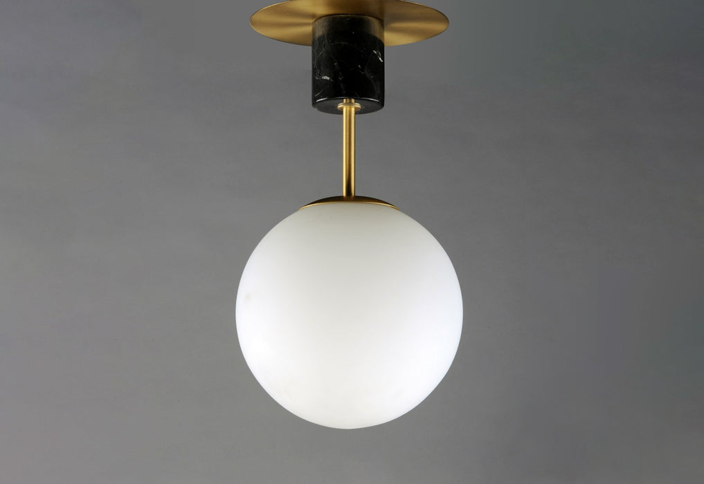 Maxim 26031SWSBRBK One Light Semi-Flush Mount, Satin Brass / Black