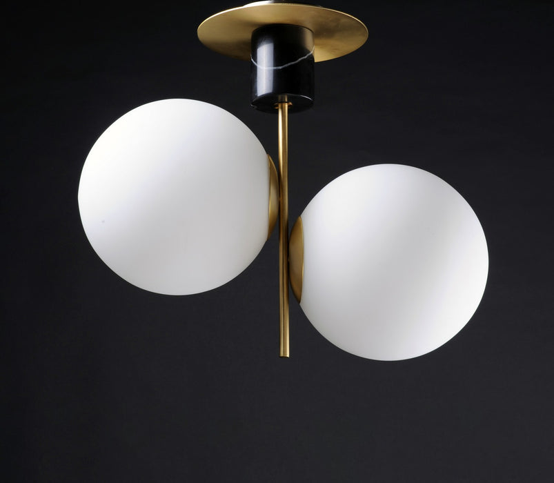 Maxim 26032SWSBRBK Two Light Semi-Flush Mount, Satin Brass / Black