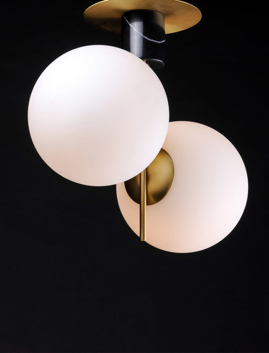 Maxim 26032SWSBRBK Two Light Semi-Flush Mount, Satin Brass / Black