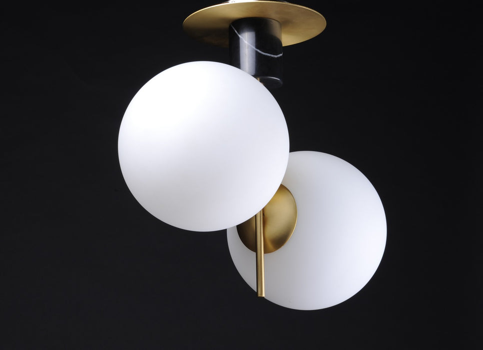Maxim 26032SWSBRBK Two Light Semi-Flush Mount, Satin Brass / Black
