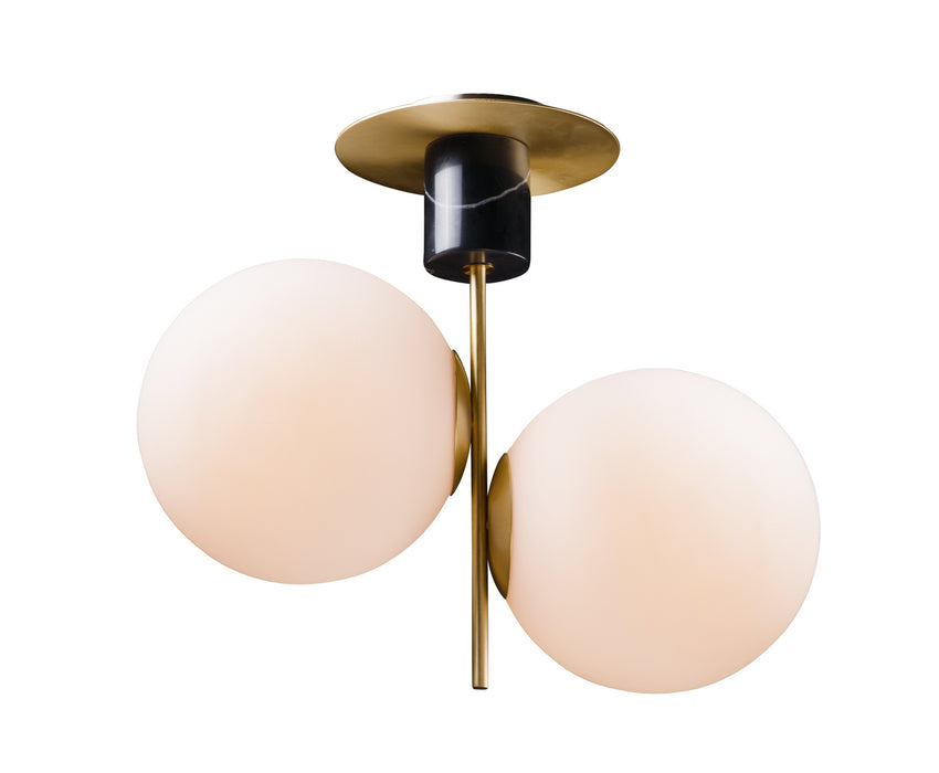 Maxim 26032SWSBRBK Two Light Semi-Flush Mount, Satin Brass / Black