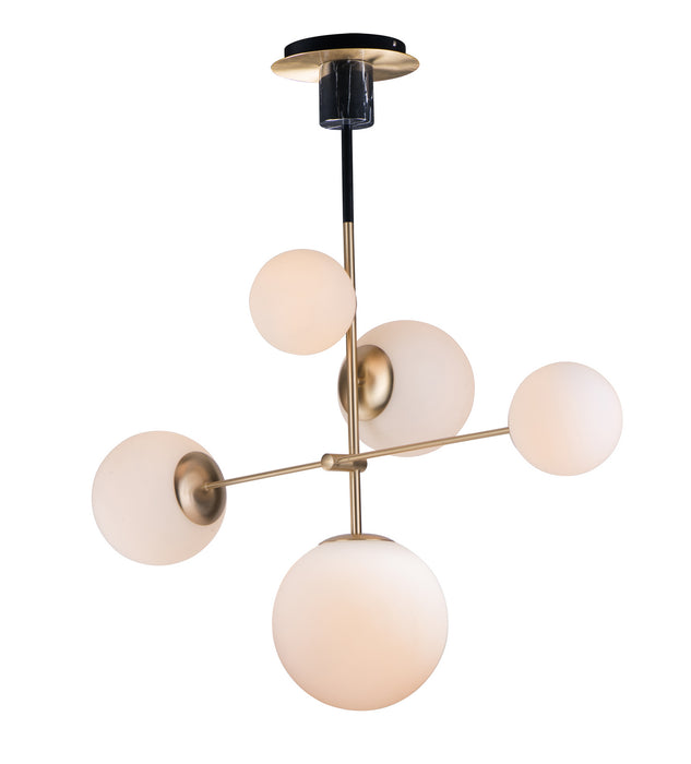 Maxim 26037SWSBRBK Five Light pendant, Satin Brass / Black