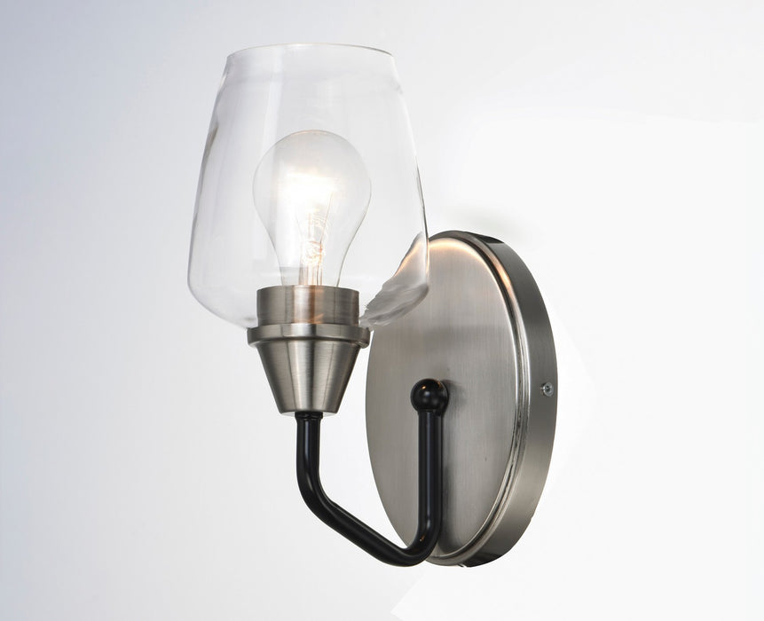 Maxim 26121CLBKSN One Light Wall Sconce, Black / Satin Nickel