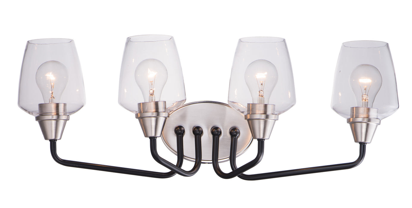 Maxim 26123CLBKSN Four Light Bath Vanity, Black / Satin Nickel