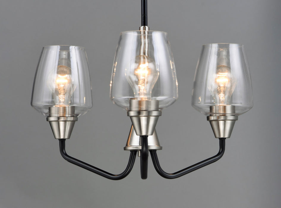 Maxim 26124CLBKSN Three Light Chandelier, Black / Satin Nickel