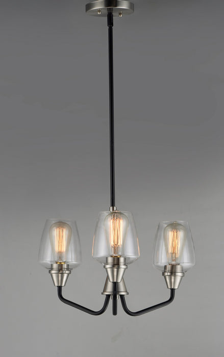 Maxim 26124CLBKSN Three Light Chandelier, Black / Satin Nickel