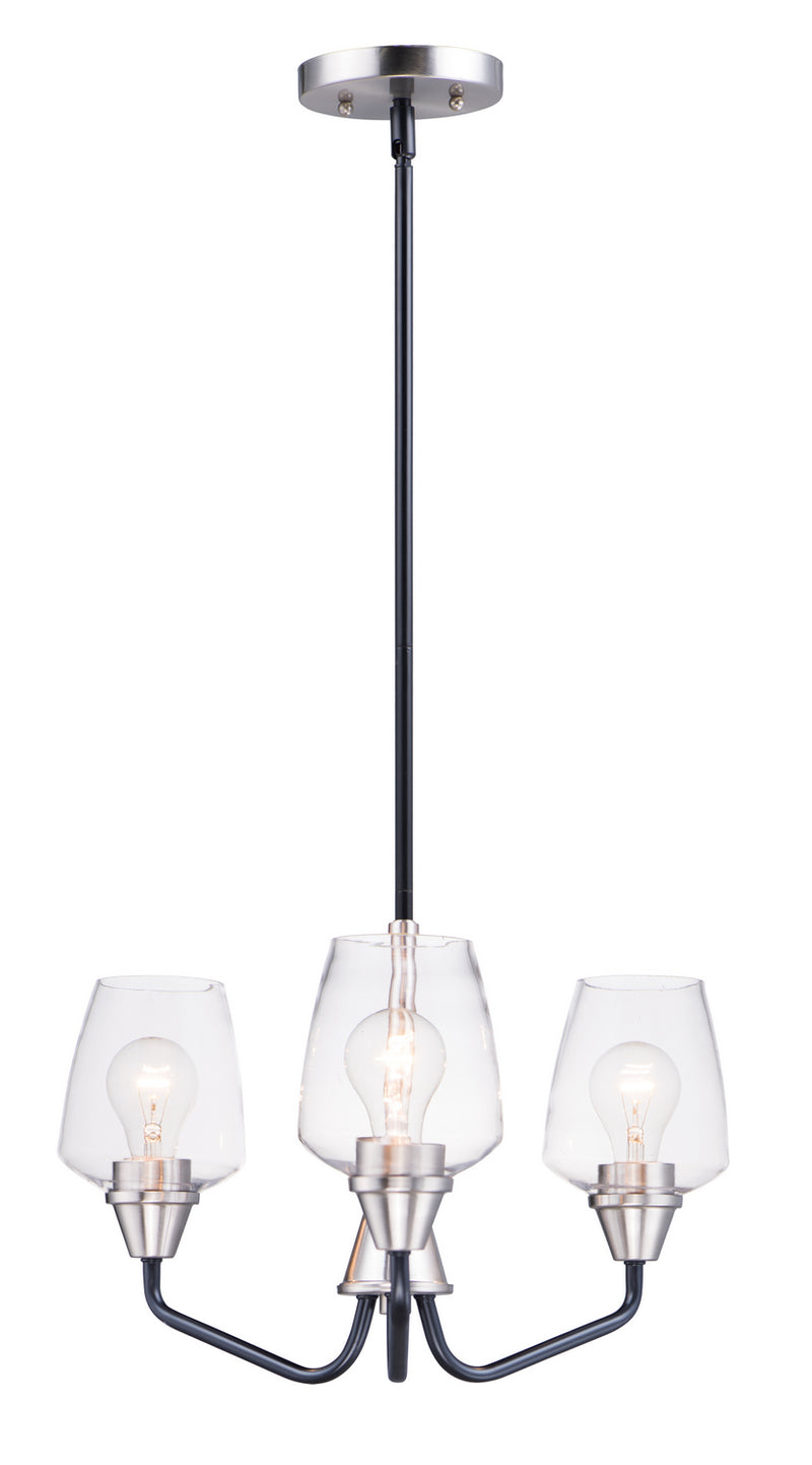 Maxim 26124CLBKSN Three Light Chandelier, Black / Satin Nickel