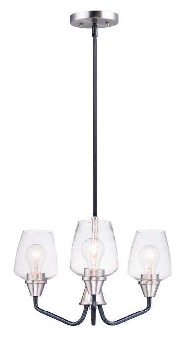 Maxim 26124CLBKSN Three Light Chandelier, Black / Satin Nickel