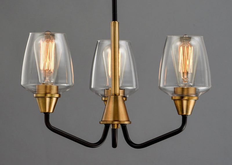 Maxim 26124CLBZAB Three Light Chandelier, Bronze / Antique Brass
