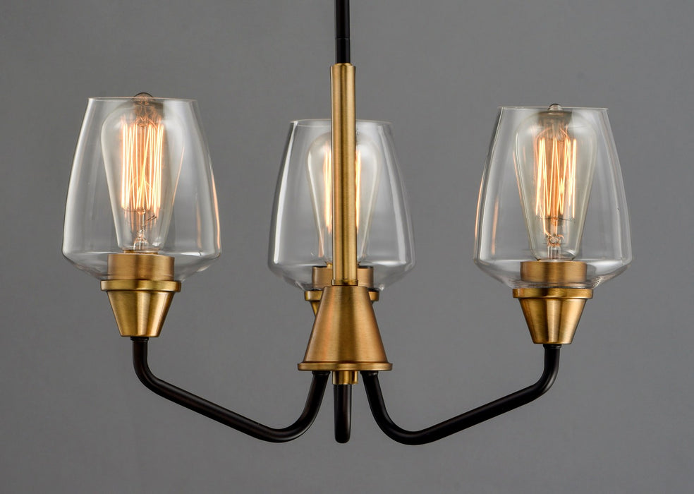 Maxim 26124CLBZAB Three Light Chandelier, Bronze / Antique Brass