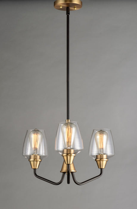 Maxim 26124CLBZAB Three Light Chandelier, Bronze / Antique Brass