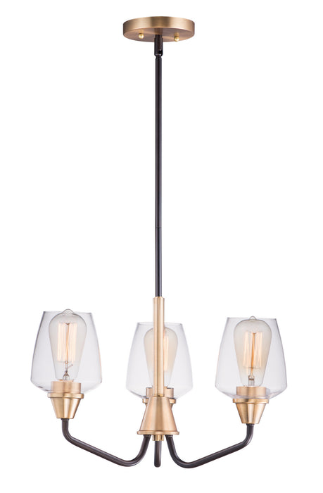 Maxim 26124CLBZAB Three Light Chandelier, Bronze / Antique Brass