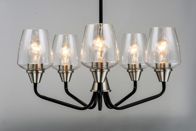 Maxim 26125CLBKSN Five Light Chandelier, Black / Satin Nickel