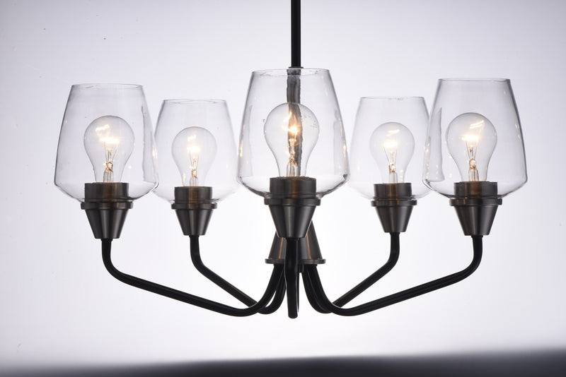 Maxim 26125CLBKSN Five Light Chandelier, Black / Satin Nickel
