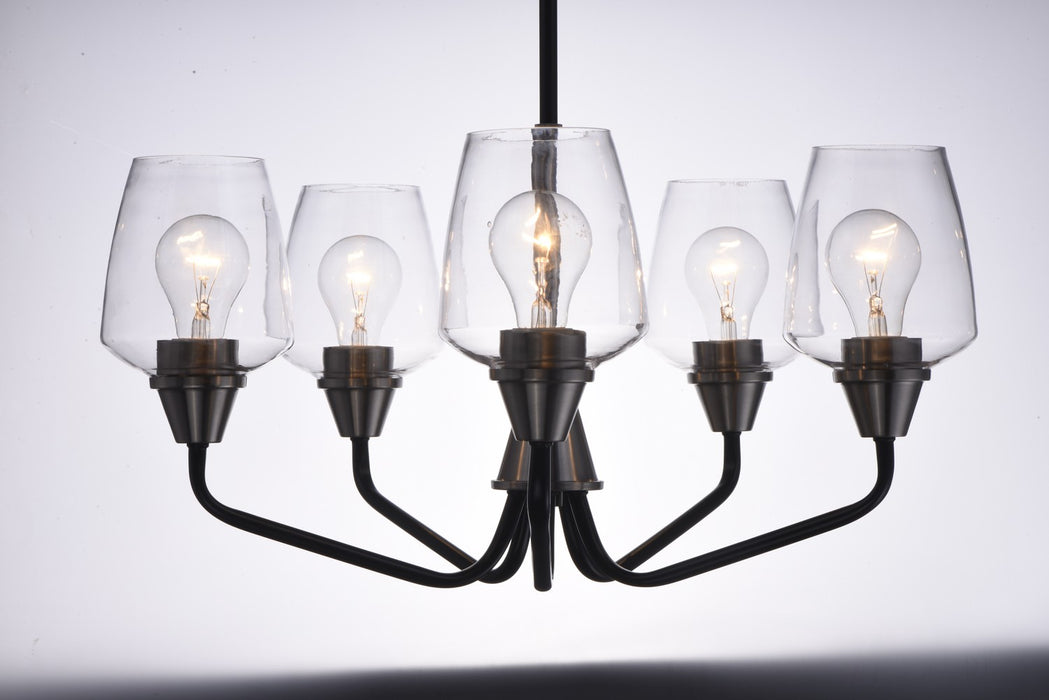 Maxim 26125CLBKSN Five Light Chandelier, Black / Satin Nickel