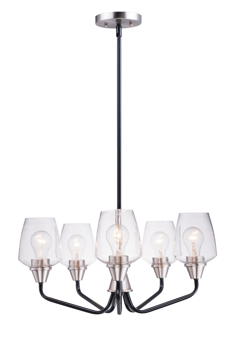 Maxim 26125CLBKSN Five Light Chandelier, Black / Satin Nickel