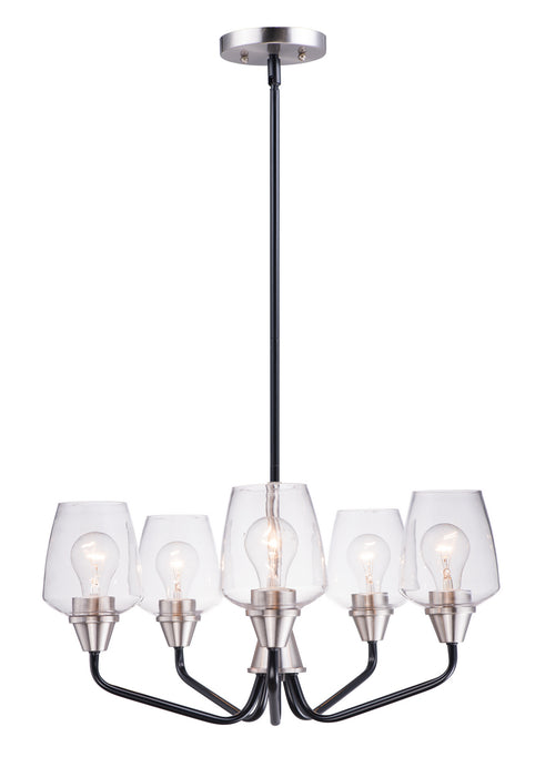 Maxim 26125CLBKSN Five Light Chandelier, Black / Satin Nickel
