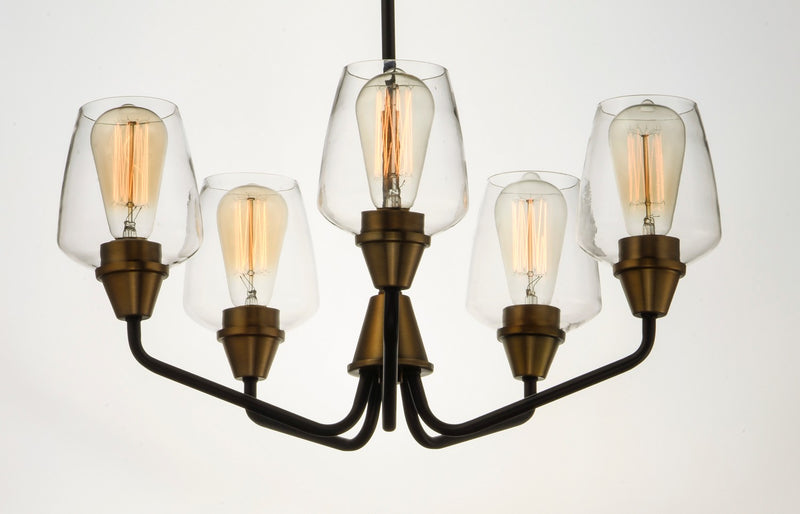 Maxim 26125CLBZAB Five Light Chandelier, Bronze / Antique Brass