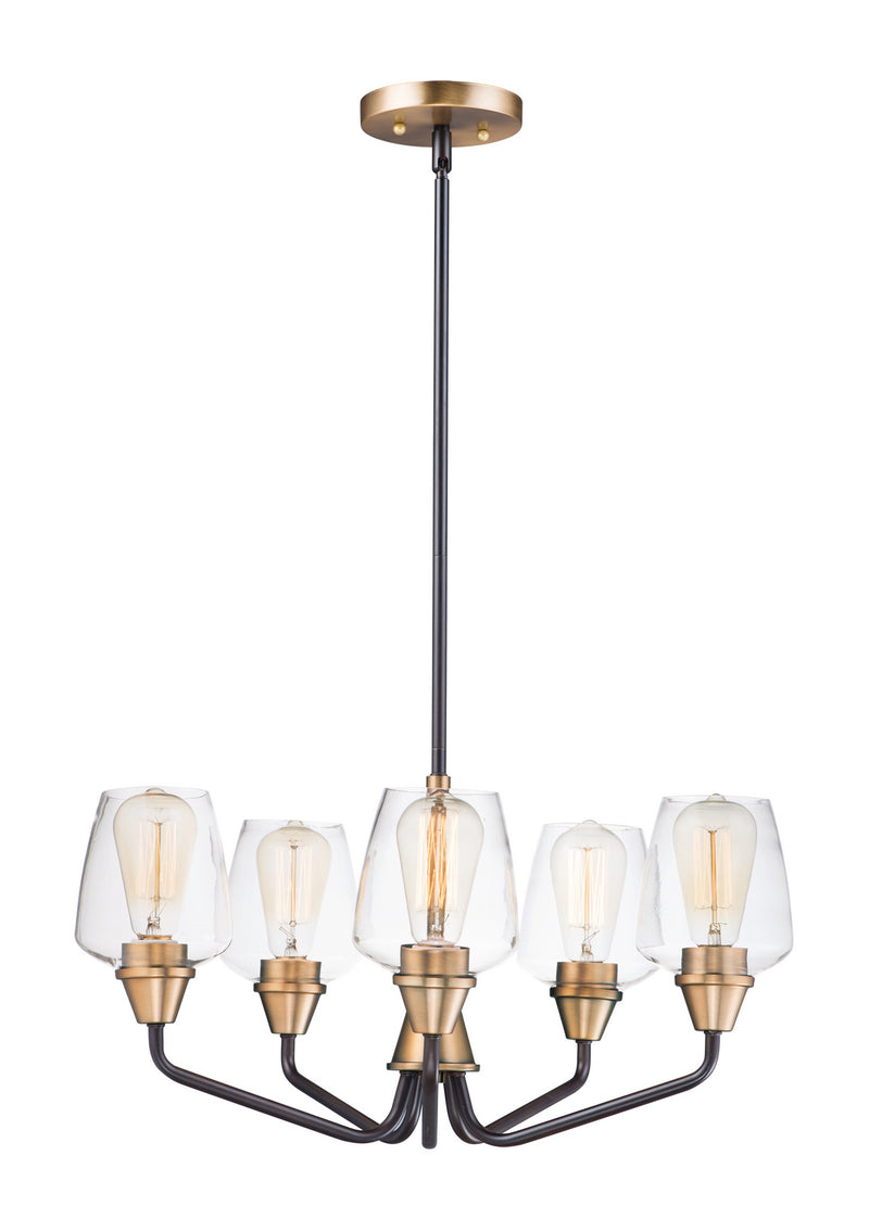 Maxim 26125CLBZAB Five Light Chandelier, Bronze / Antique Brass