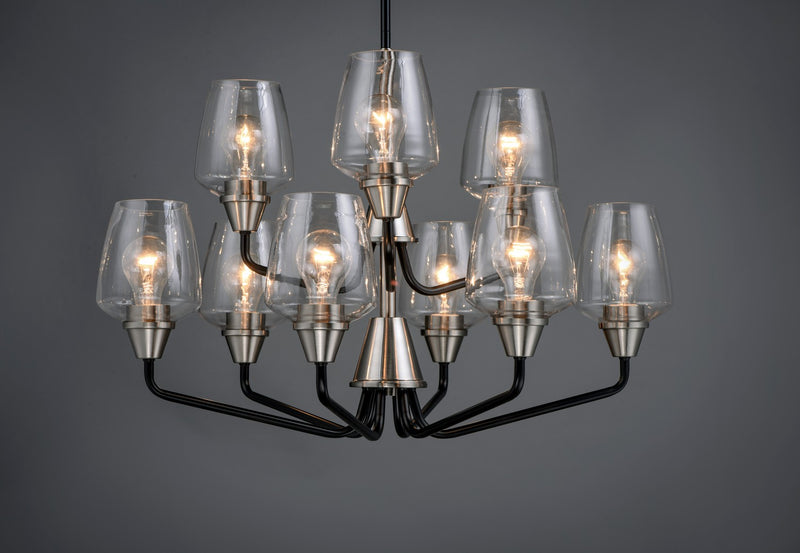 Maxim 26127CLBKSN Nine Light Chandelier, Black / Satin Nickel