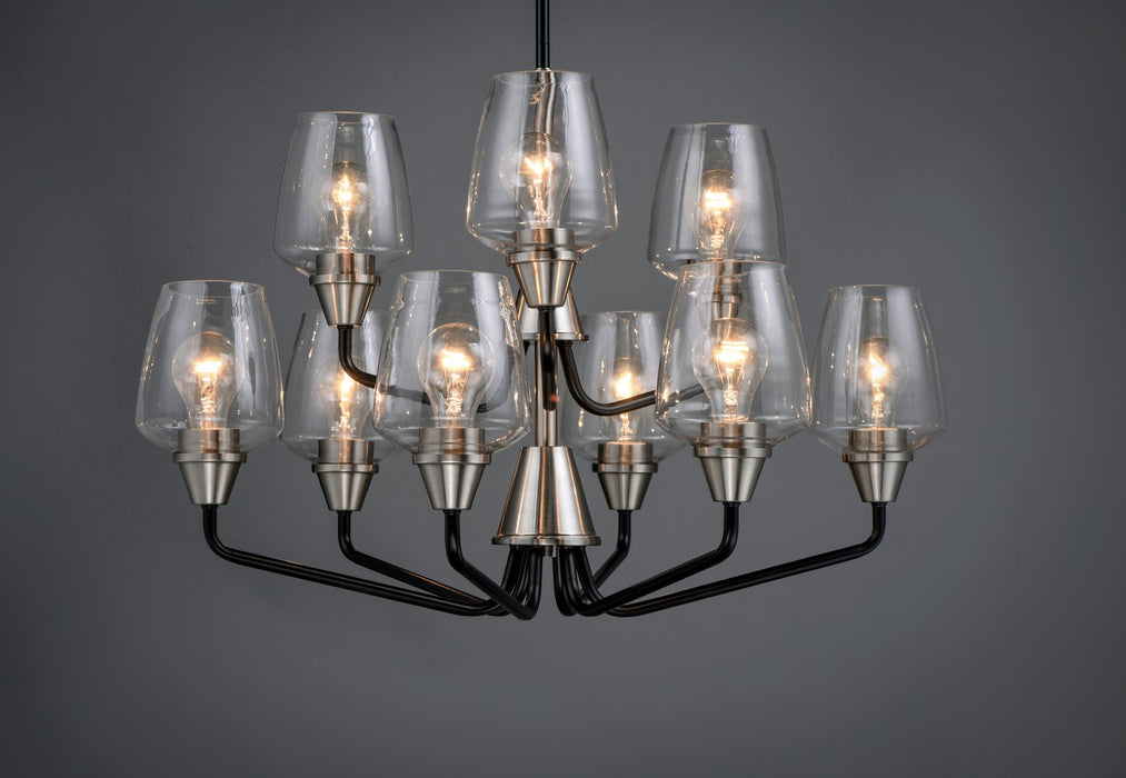 Maxim 26127CLBKSN Nine Light Chandelier, Black / Satin Nickel