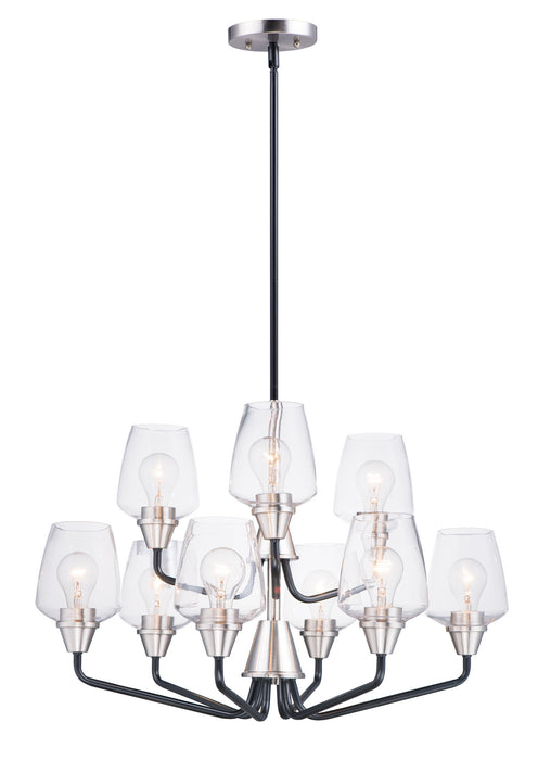 Maxim 26127CLBKSN Nine Light Chandelier, Black / Satin Nickel