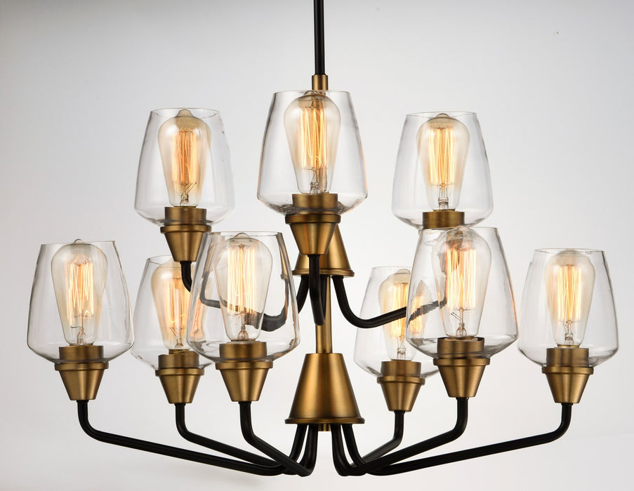 Maxim 26127CLBZAB Nine Light Chandelier, Bronze / Antique Brass