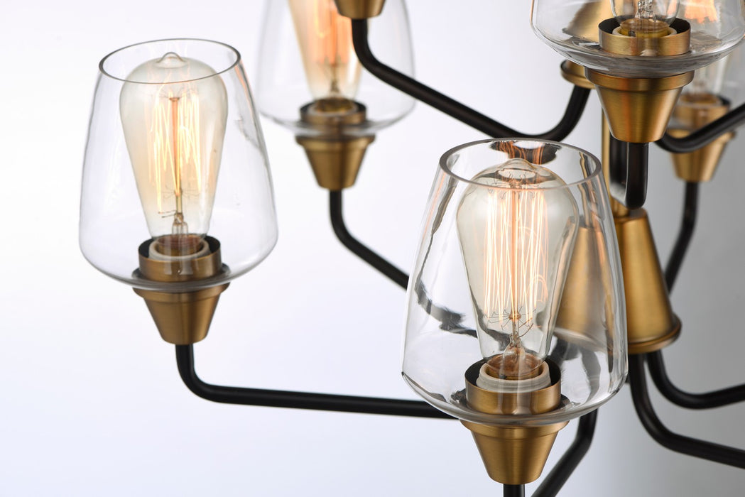 Maxim 26127CLBZAB Nine Light Chandelier, Bronze / Antique Brass