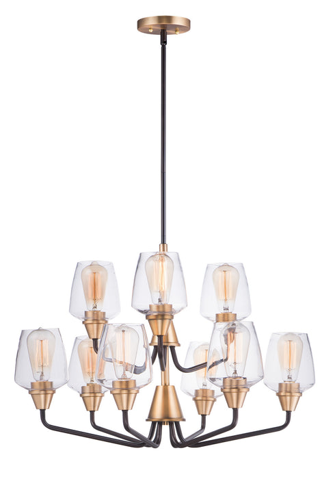 Maxim 26127CLBZAB Nine Light Chandelier, Bronze / Antique Brass