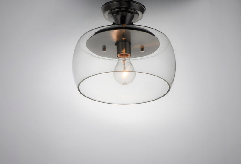 Maxim 26129CLBKSN One Light Semi-Flush Mount, Black / Satin Nickel