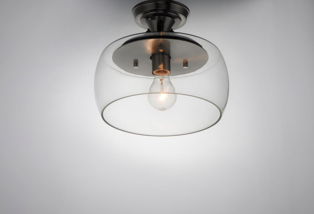 Maxim 26129CLBKSN One Light Semi-Flush Mount, Black / Satin Nickel